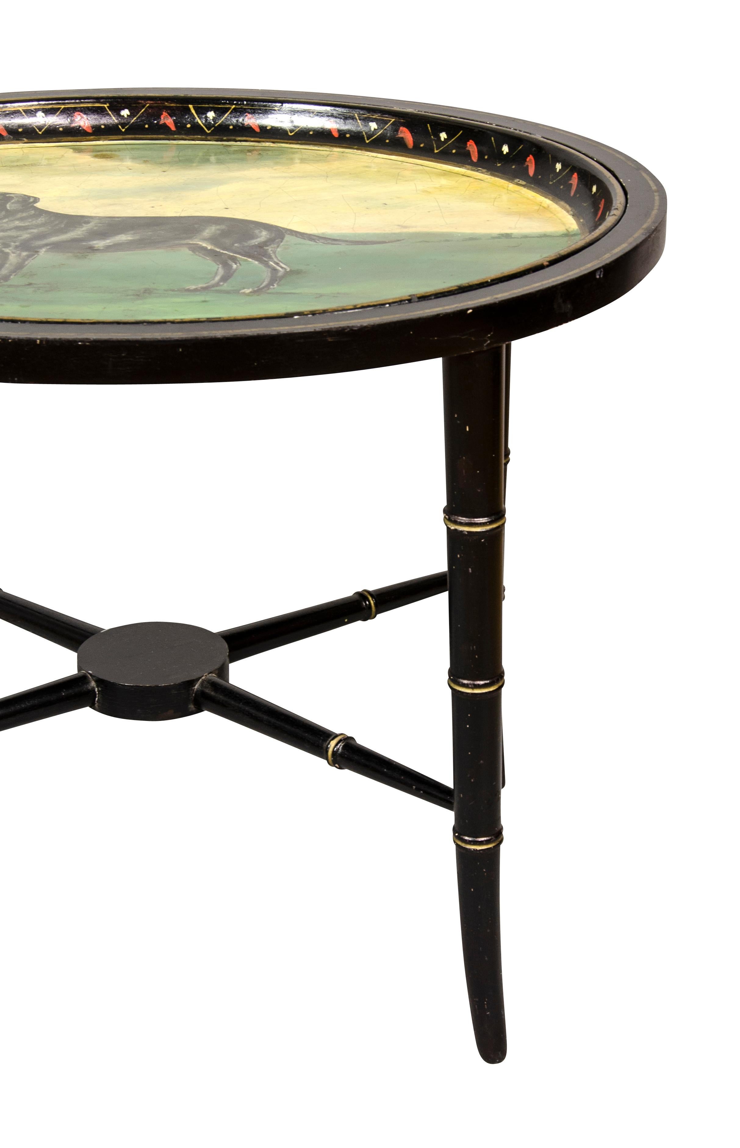 English Victorian Tole Tray Table