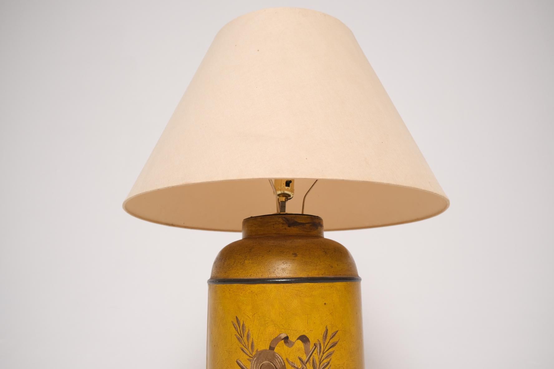 19th Century Victorian Toleware Tea Canister Lamp by Parnall & Sons, England For Sale