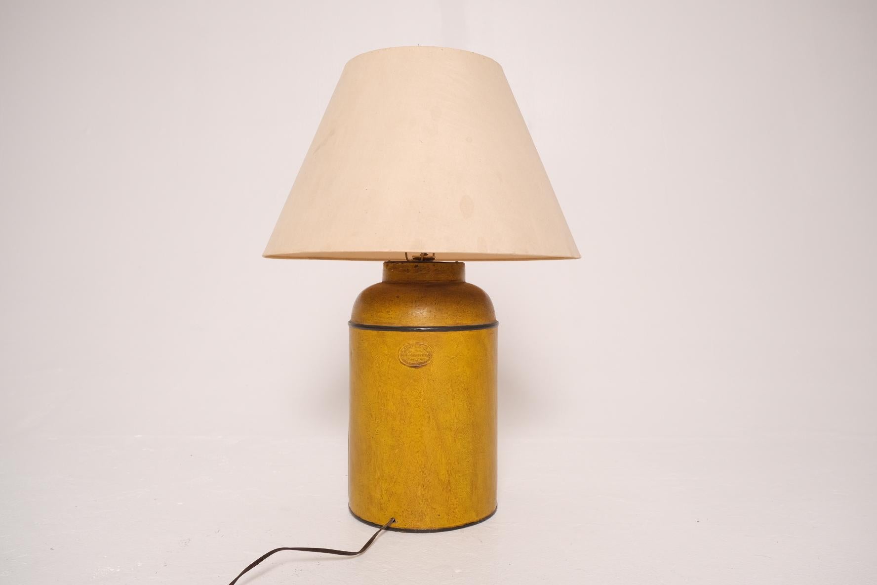 Metal Victorian Toleware Tea Canister Lamp by Parnall & Sons, England For Sale