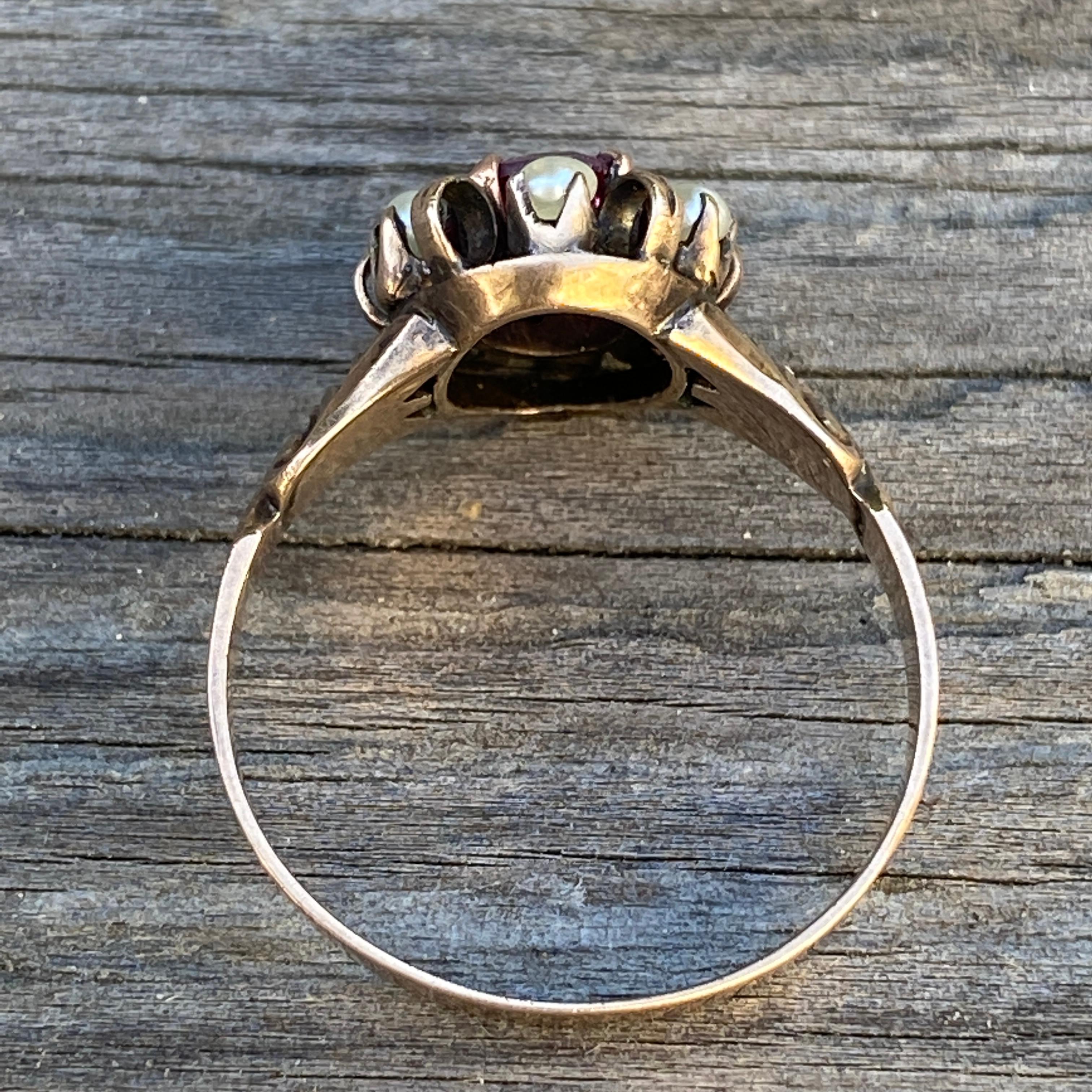 Victorian Tourmaline 14K Gold Filigree Ring For Sale 7