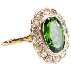 Victorian Tourmaline Halo Ring with Diamonds