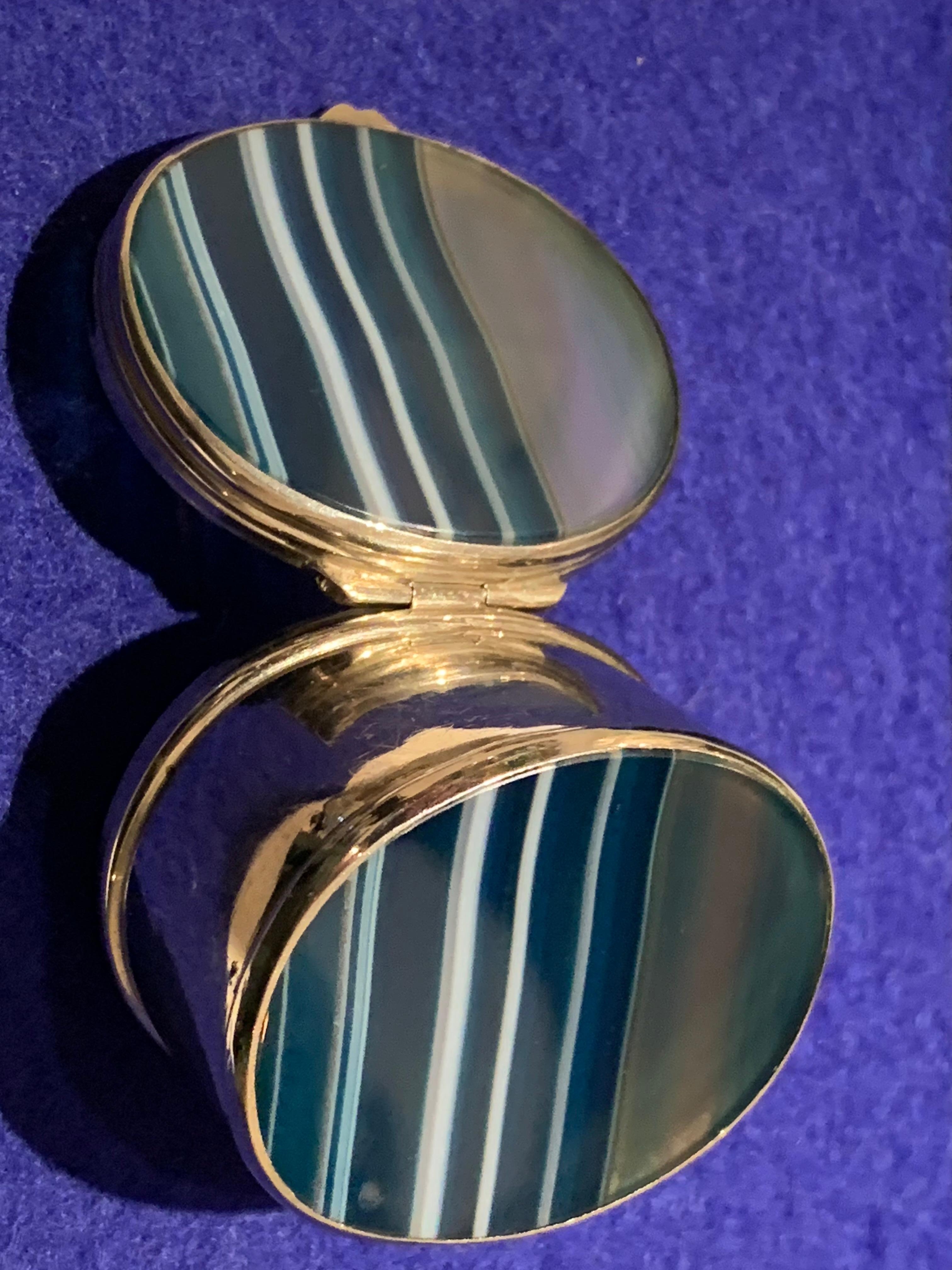 Victorian Travelling Inkwell Silver Plated Banded Agate In Good Condition For Sale In Munich, Bavaria
