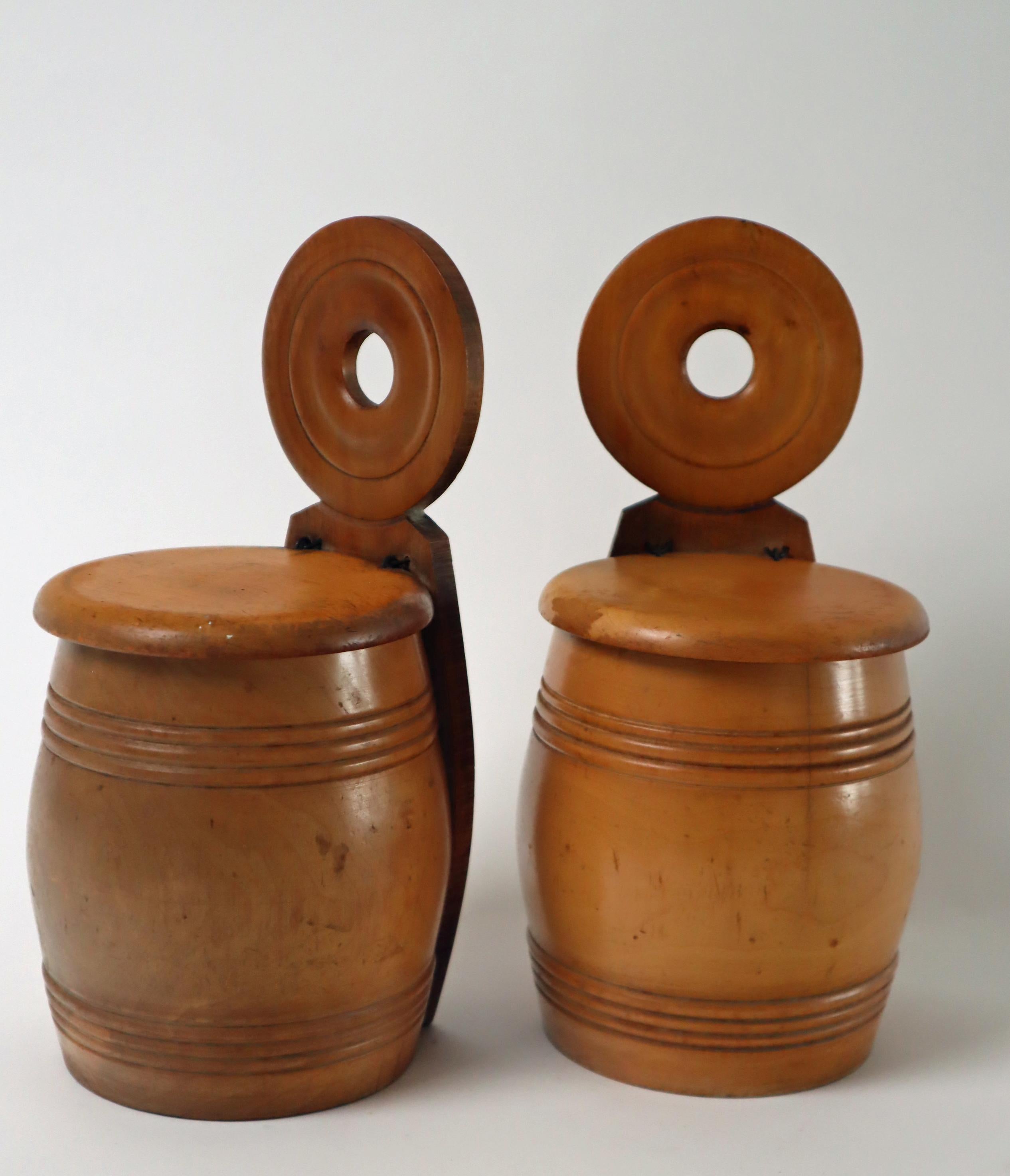 Victorian Treenware Hanging Salt Box, 19th Century. For Sale 4