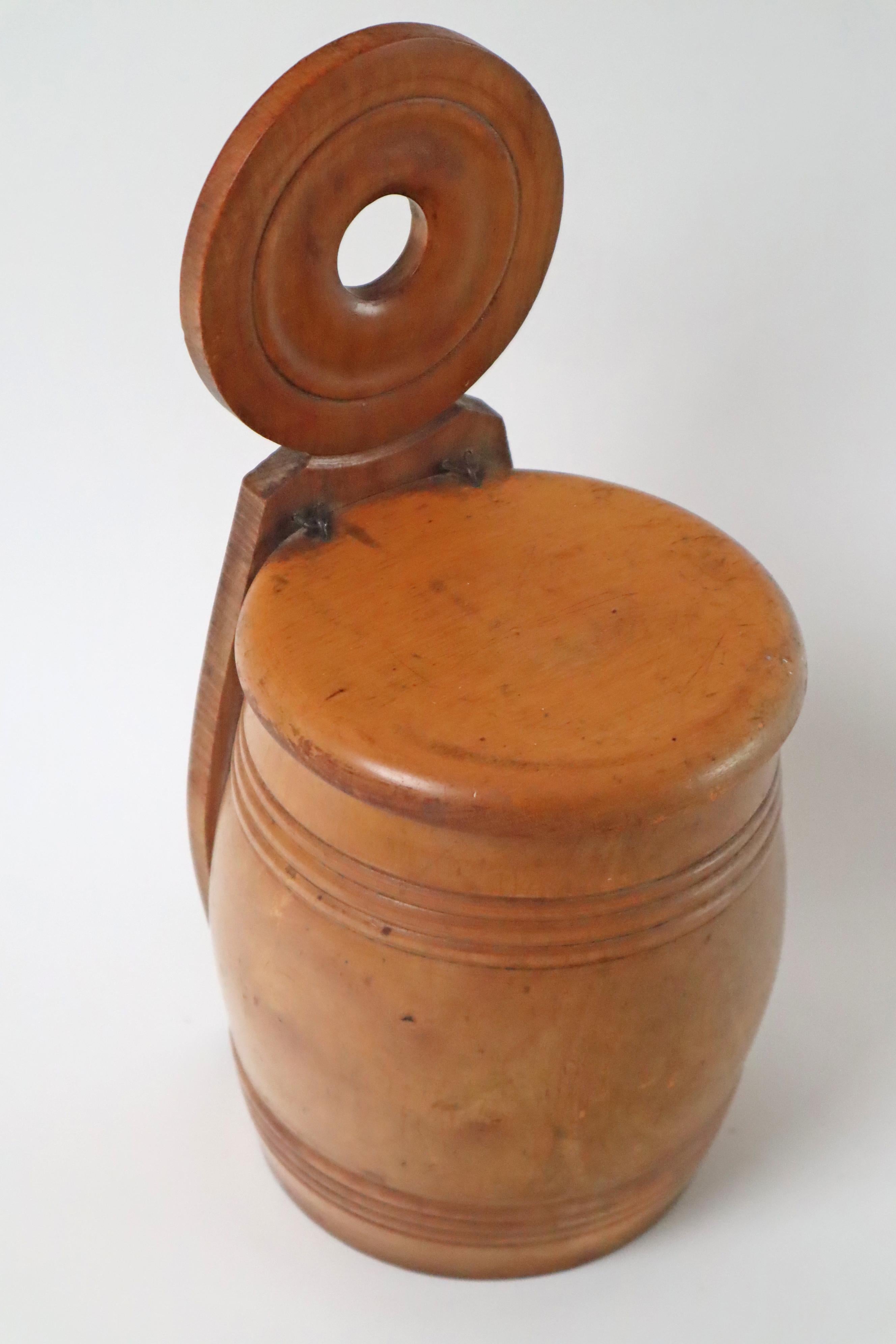 French Victorian Treenware Hanging Salt Box, 19th Century. For Sale
