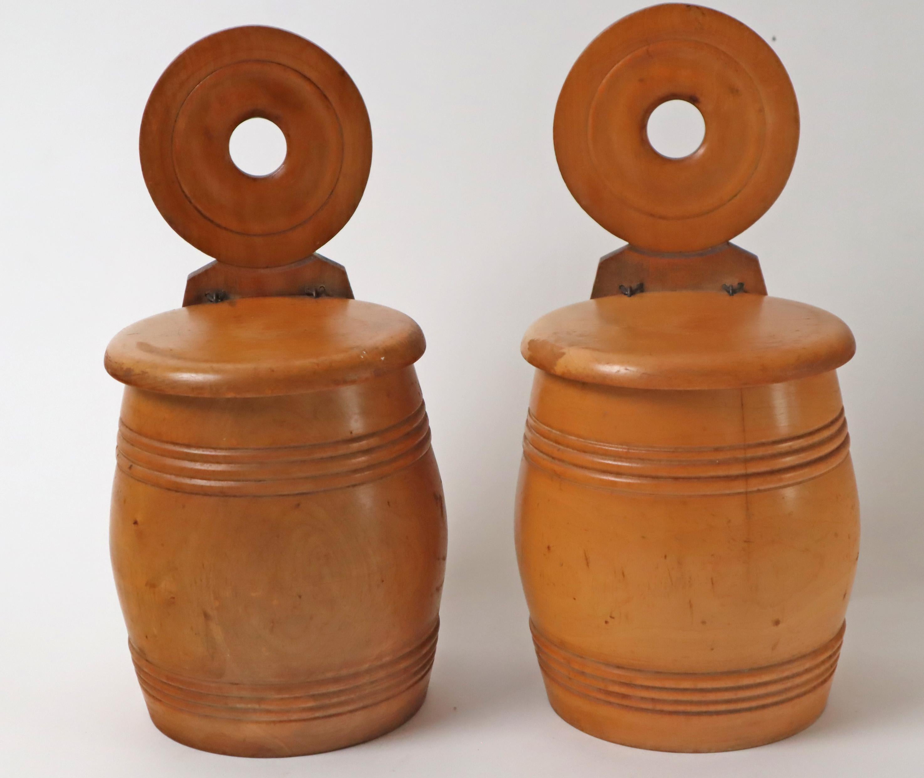 Victorian Treenware Hanging Salt Box, 19th Century. For Sale 1