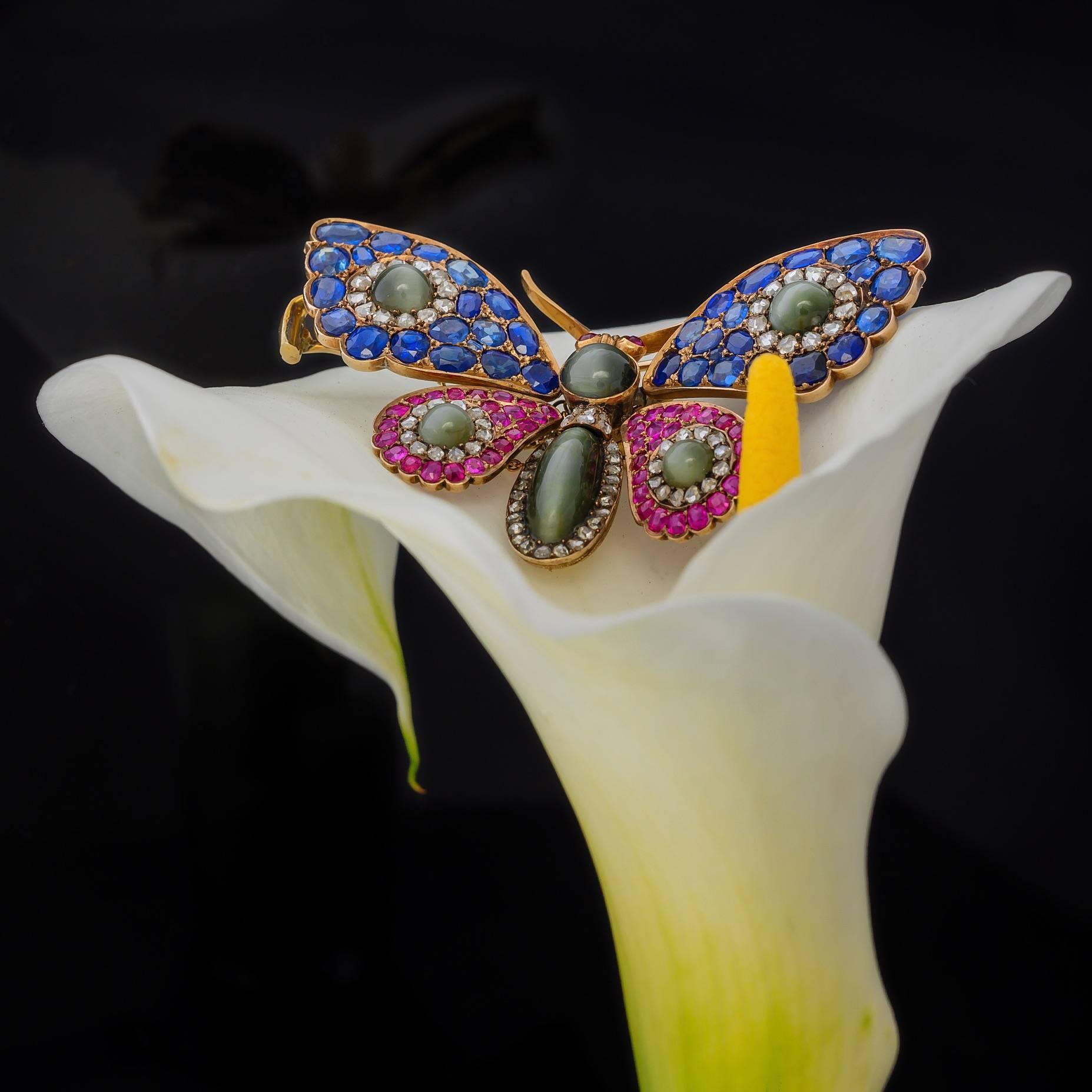 Victorian Tremblant Gemstone Butterfly In Excellent Condition In Carmel-by-the-Sea, CA