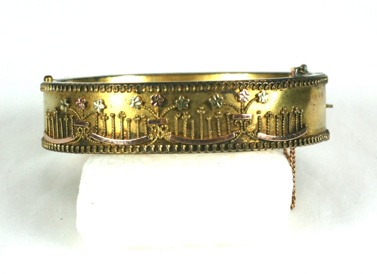 Women's Victorian Tri Color Gold Filled Bangle For Sale
