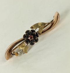 Victorian Tri Color Gold Floral Bar Pin