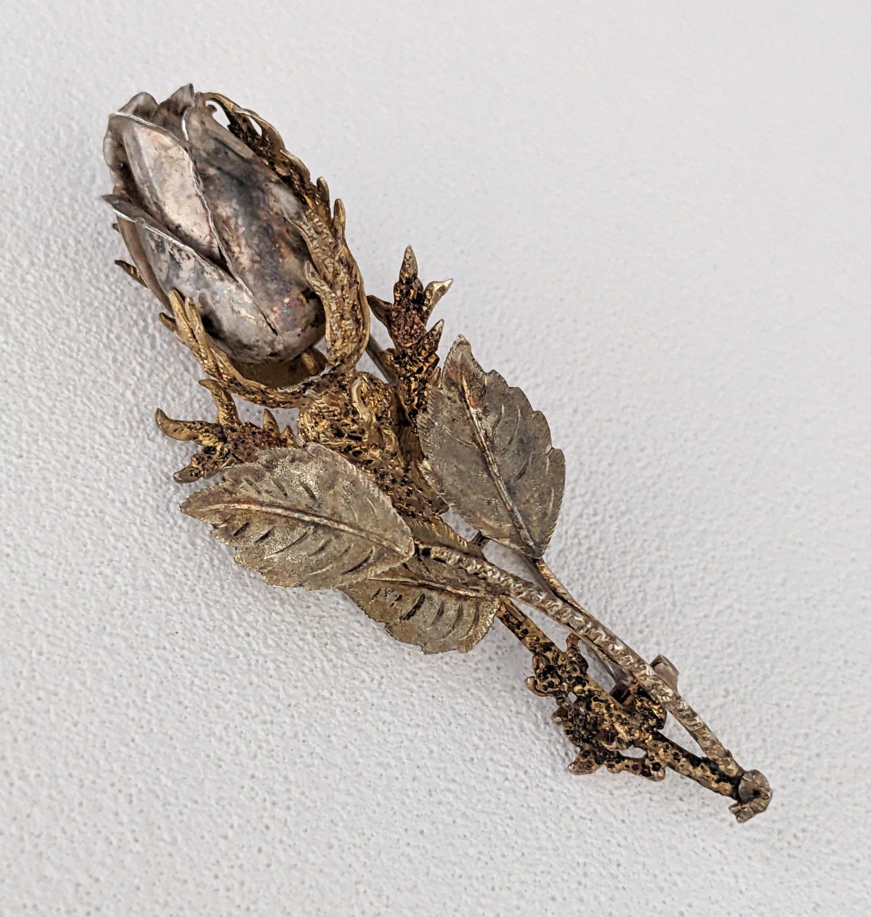 Broche Victoriano Tri Color Rosa de Plata Victoriano tardío en venta