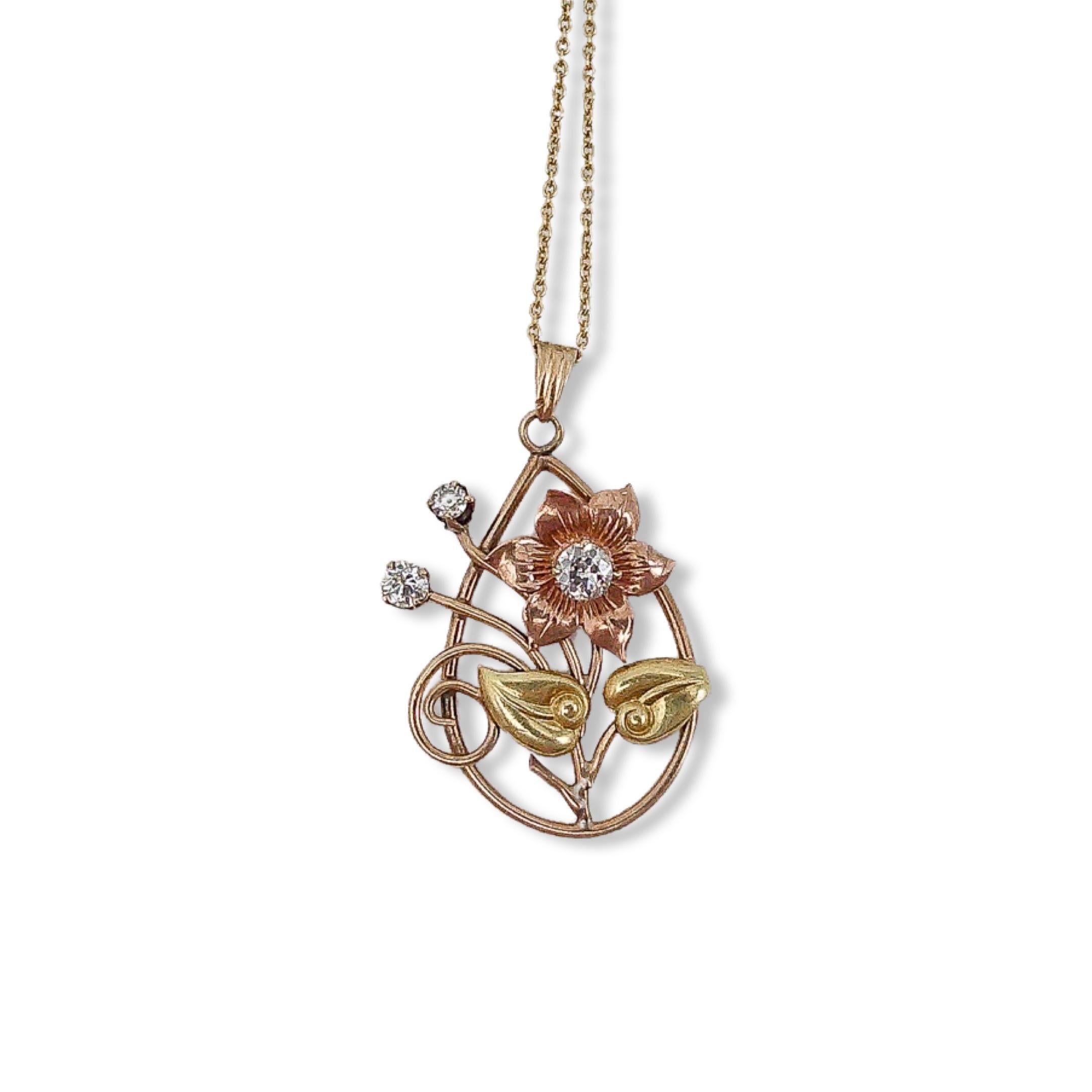 Victorian Trigold Diamond Necklace 1