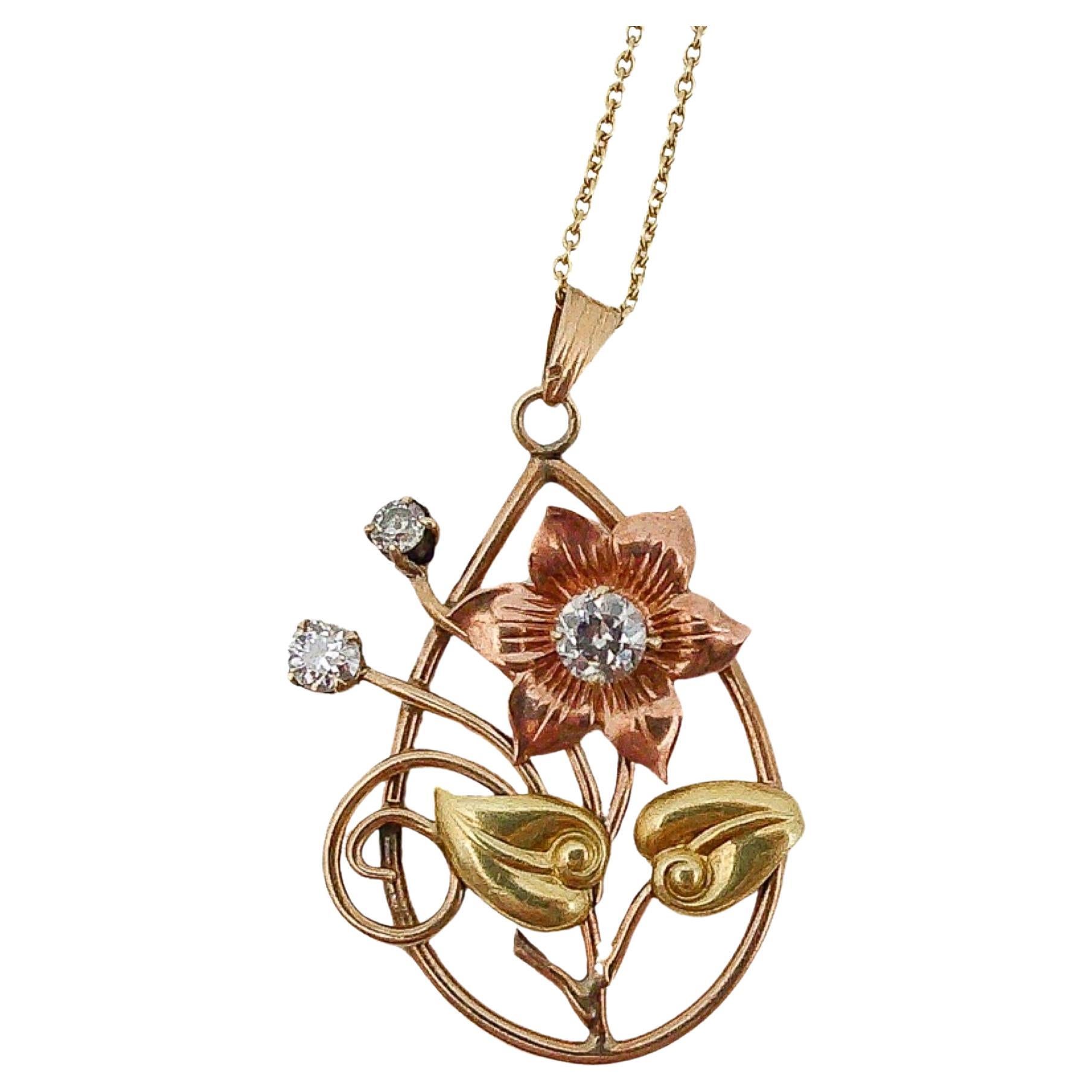 Victorian Trigold Diamond Necklace