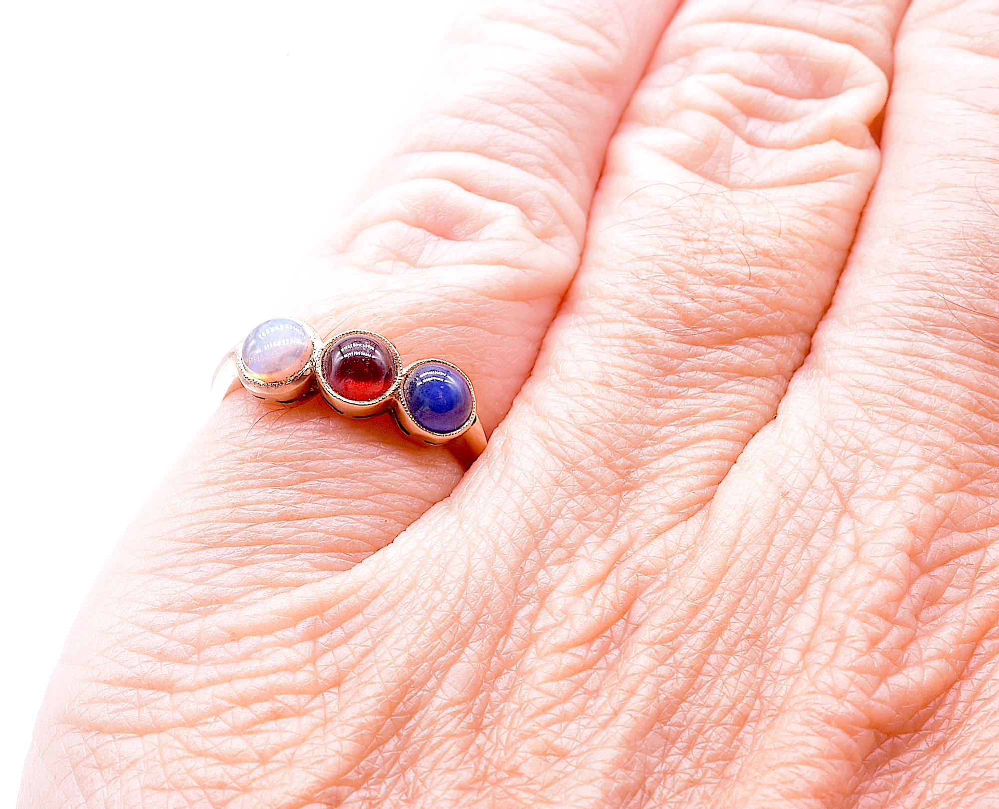 Victorian Trilogy Ring of Opal, Garnet, and Sapphire 2