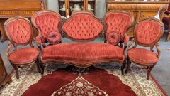 Victorian Triple Back Sofa and pair of Chairs