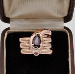 Victorian Triple Coiling Pirope Garnet Snake Ring