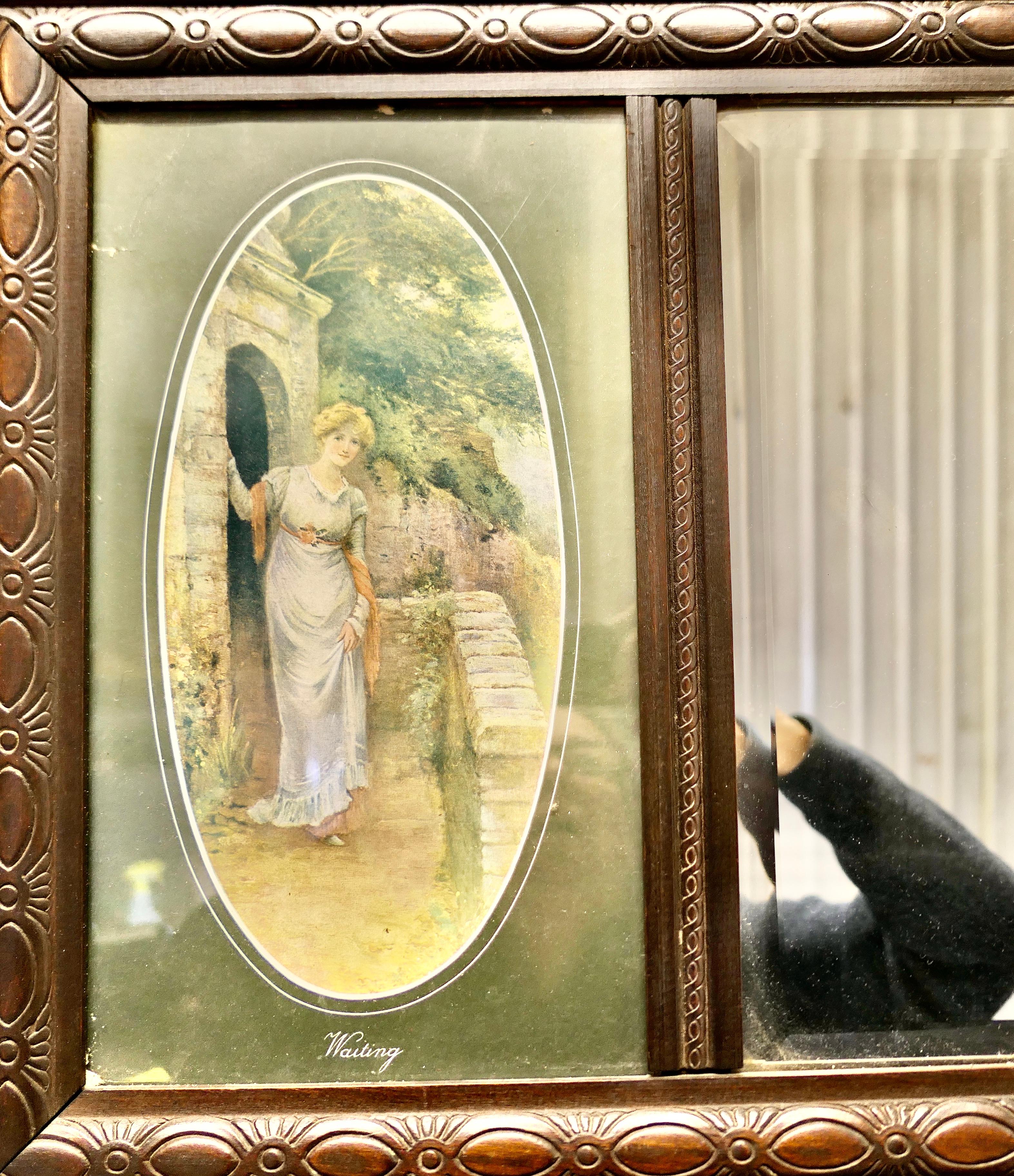 Triple miroir mural et impressions victorien  Il s'agit d'une belle pièce décorative Bon état - En vente à Godshill, Isle of Wight