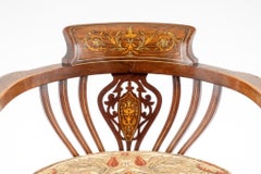 Victorian Tub Chair Marquetry Inlay 1880