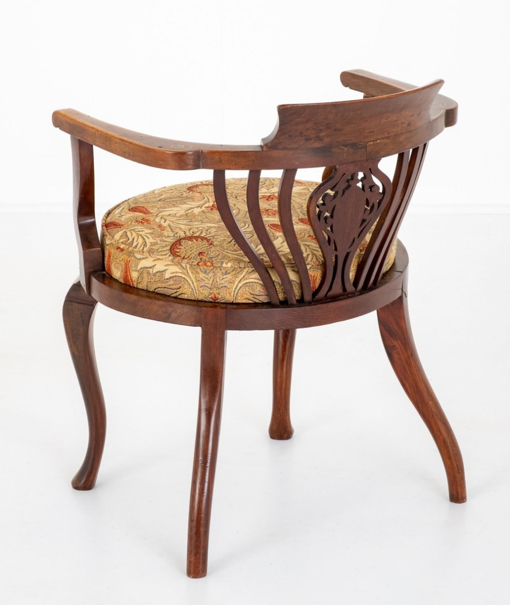 Victorian Tub Chair Marquetry Inlay 1880 For Sale 3