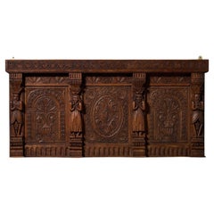 Pannello da parete in legno di Oak intagliato in stile vittoriano Tudor Revival
