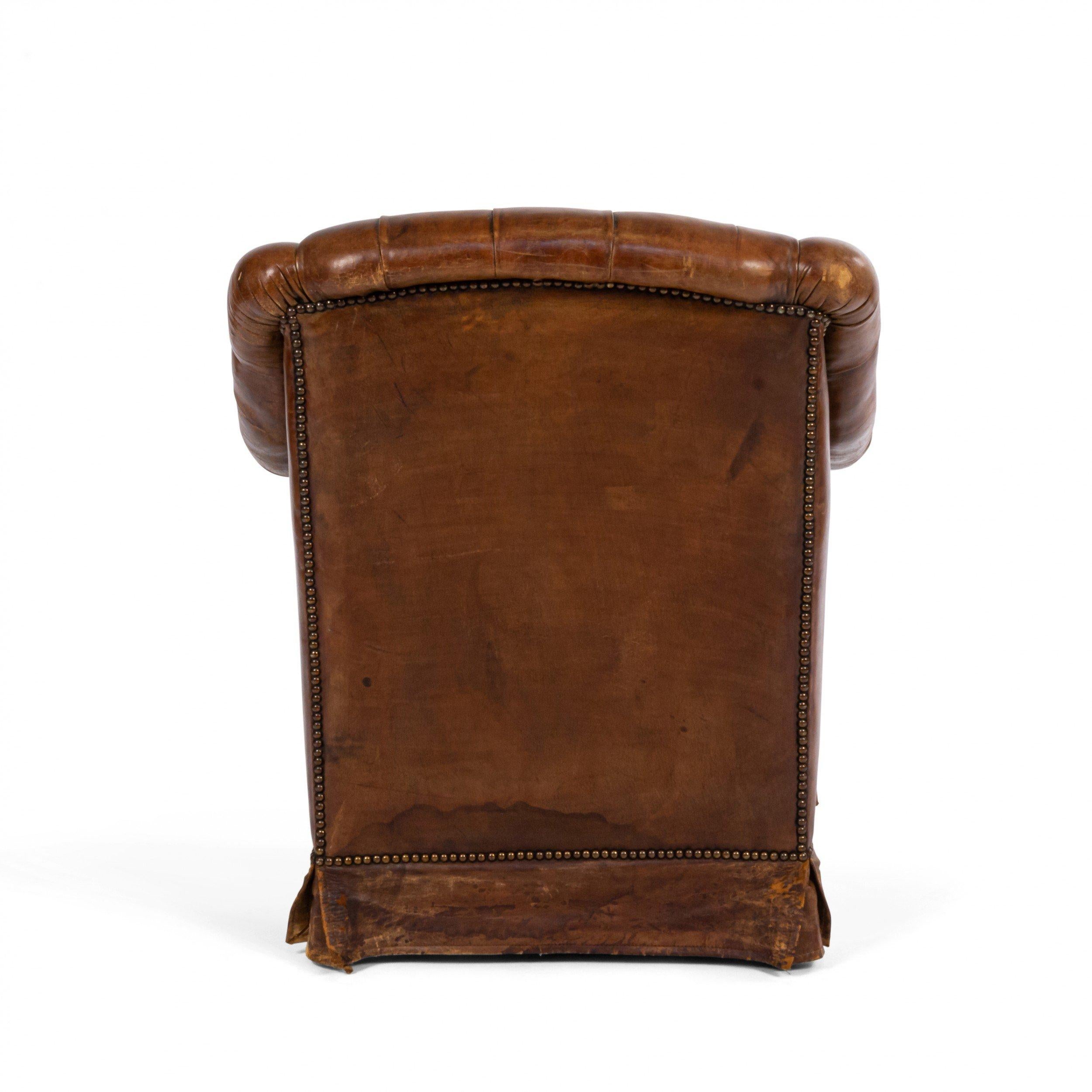 Victorian Tufted Leather Club Chair In Good Condition For Sale In Queens, NY