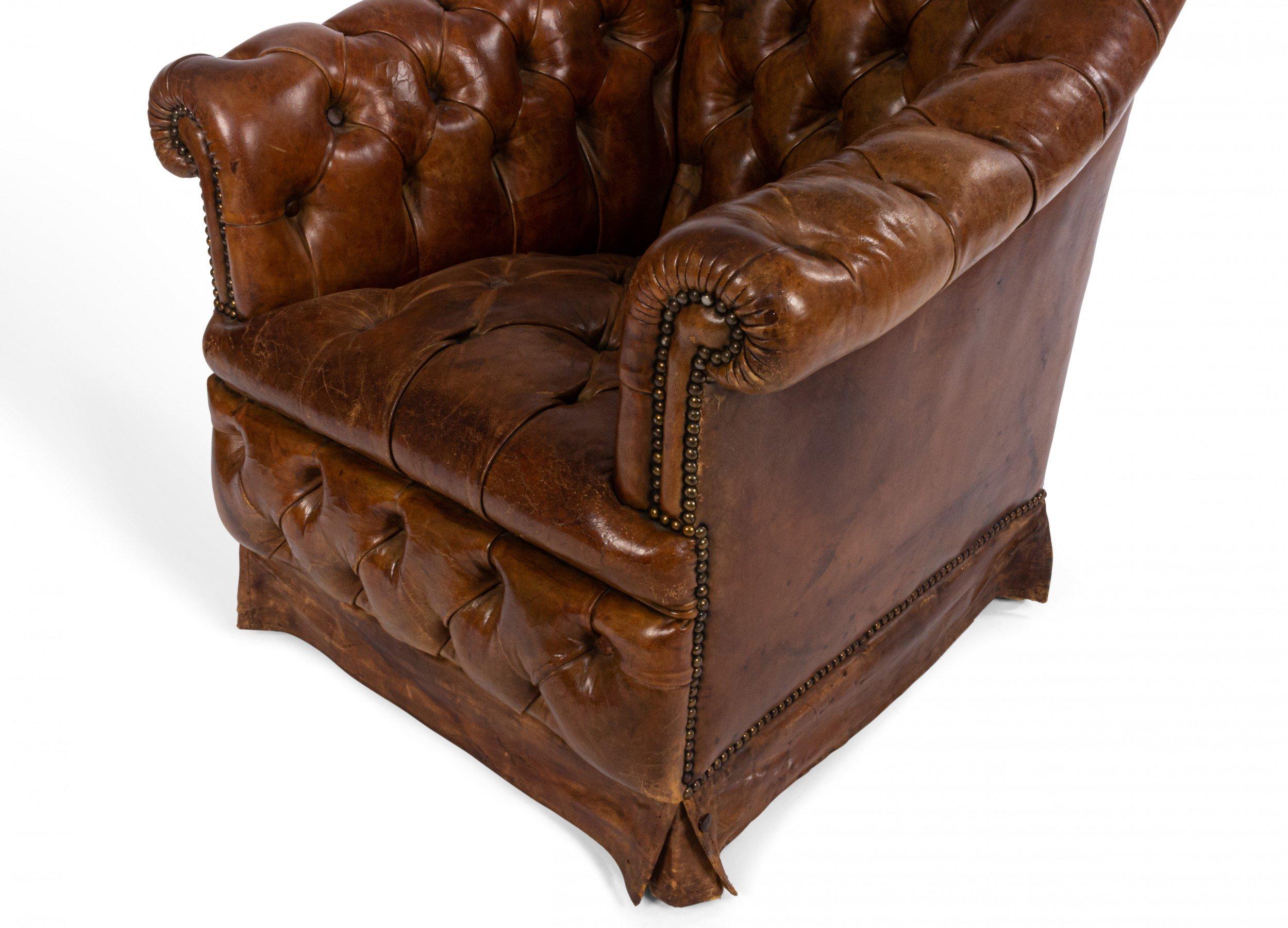 19th Century Victorian Tufted Leather Club Chair For Sale