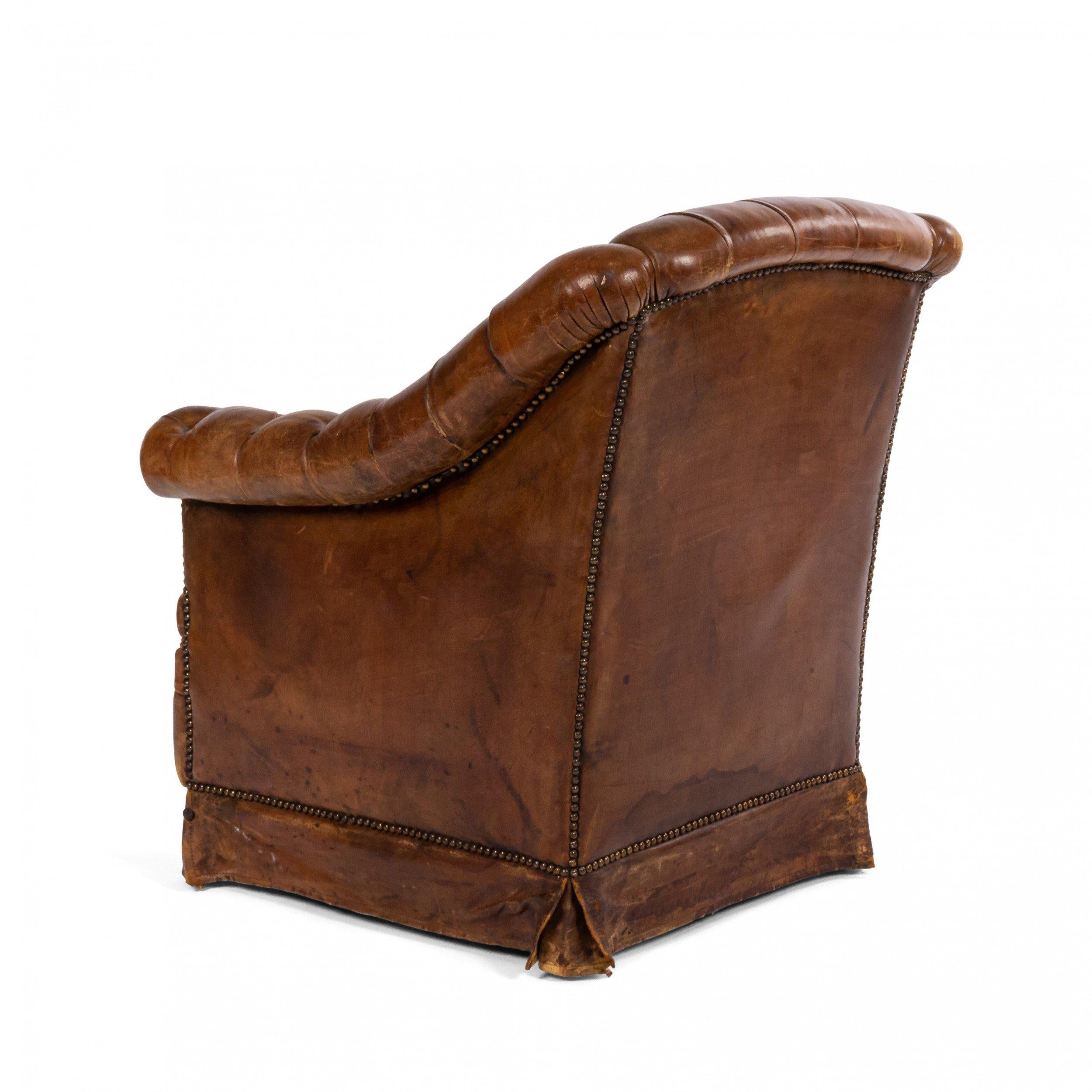 Victorian Tufted Leather Club Chair For Sale 3