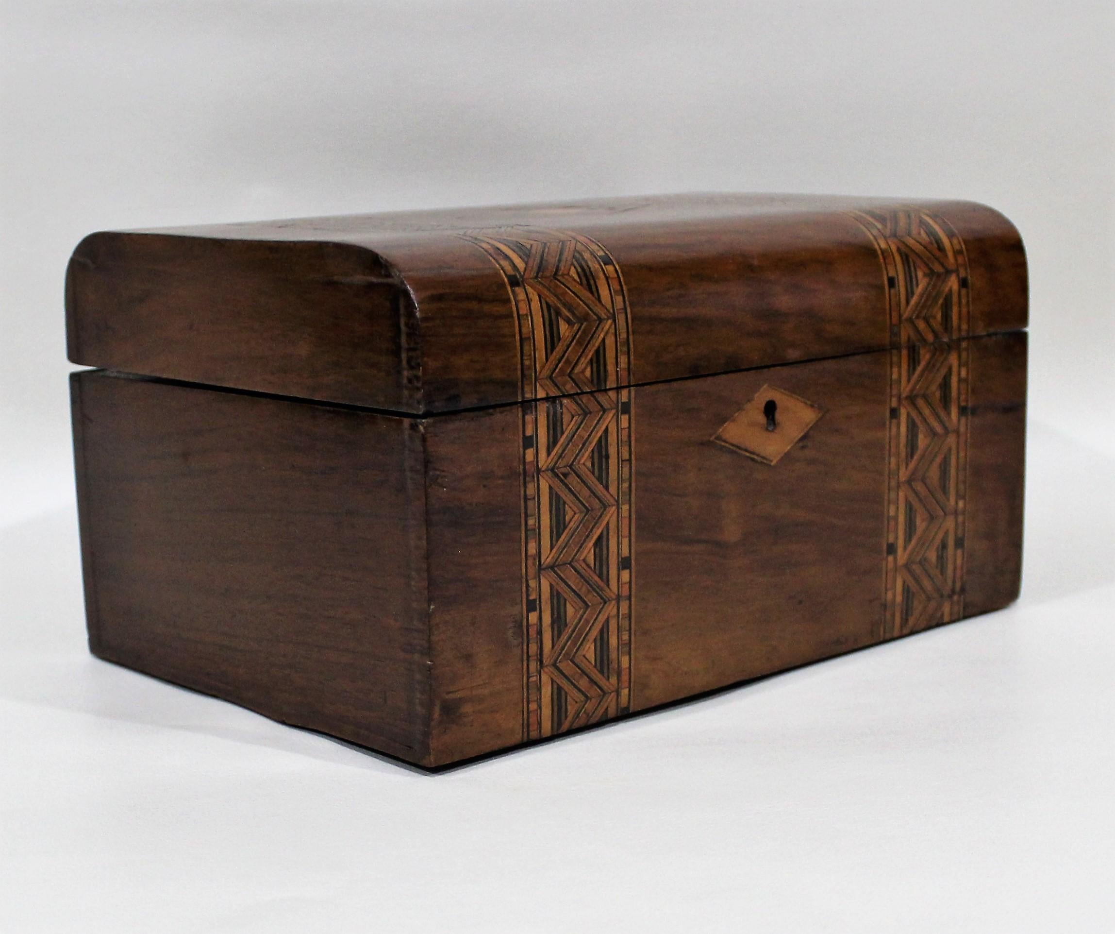 Victorian Tunbridge ware inlaid walnut jewelry box.