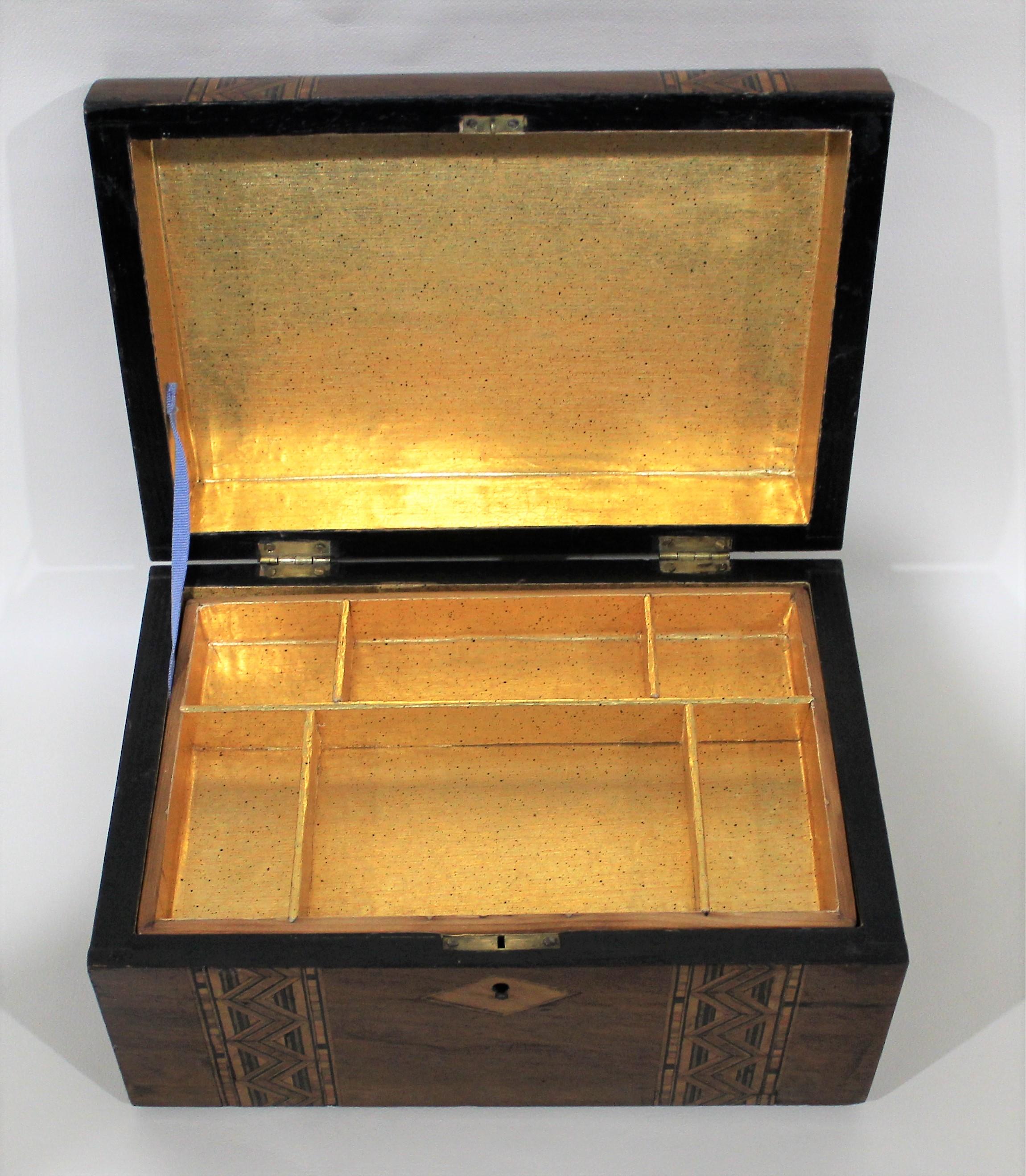 Wood Victorian Tunbridge Ware Inlaid Walnut Jewelry Box