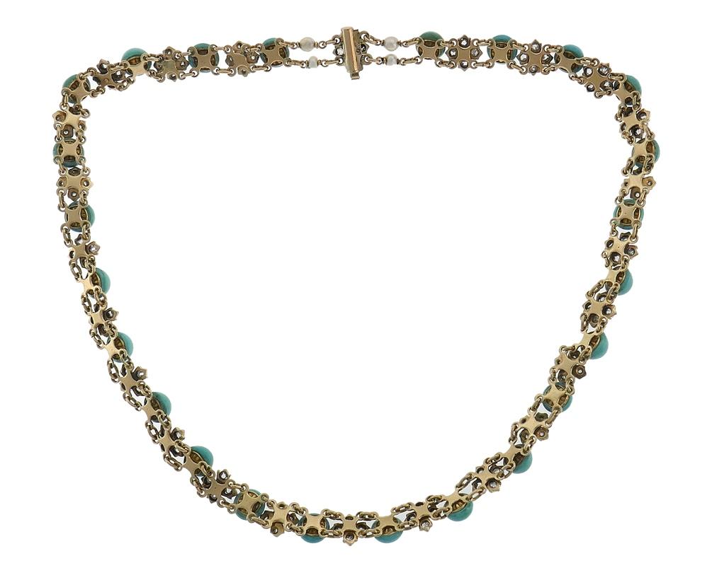 Women's Victorian Turquoise 14k Gold Necklace