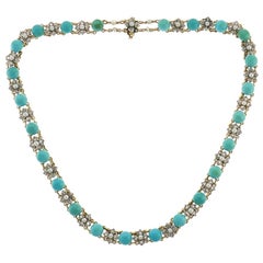 Victorian Turquoise 14k Gold Necklace