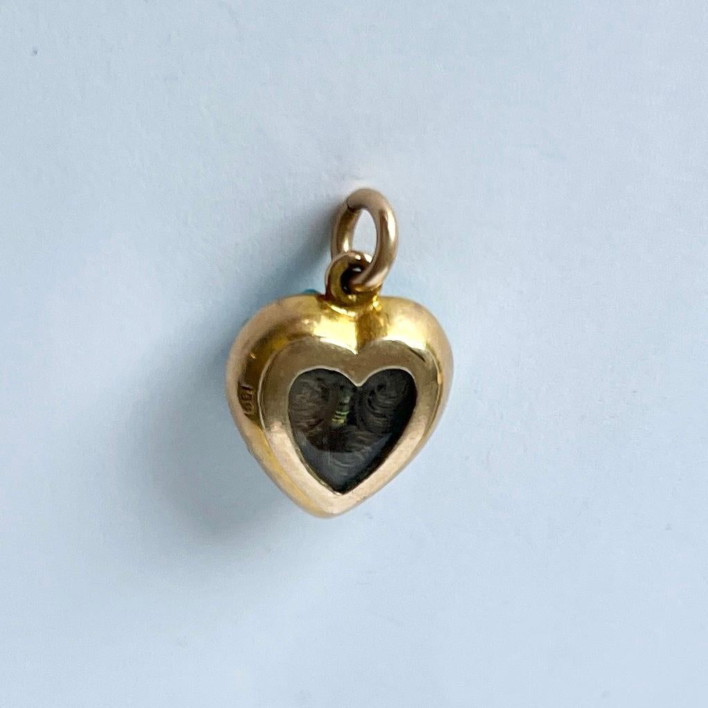 Cabochon Victorian Turquoise and 15 Carat Gold Heart Locket