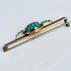 Victorian Turquoise and 15 Carat Gold Pin Brooch