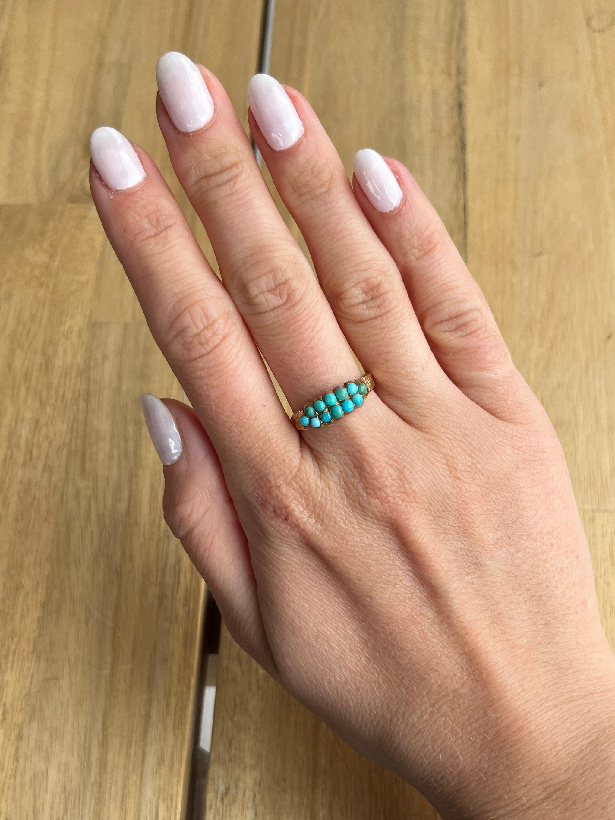 Viktorianischer Türkis und 18 Karat Goldband (Cabochon) im Angebot