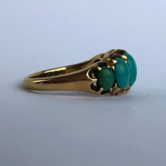Victorian Turquoise and 18 Carat Gold Five-Stone Ring