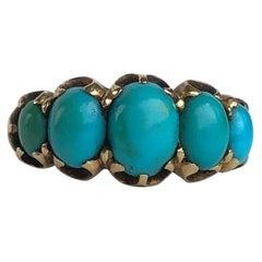 Victorian Turquoise and 18 Carat Gold Five-Stone Ring