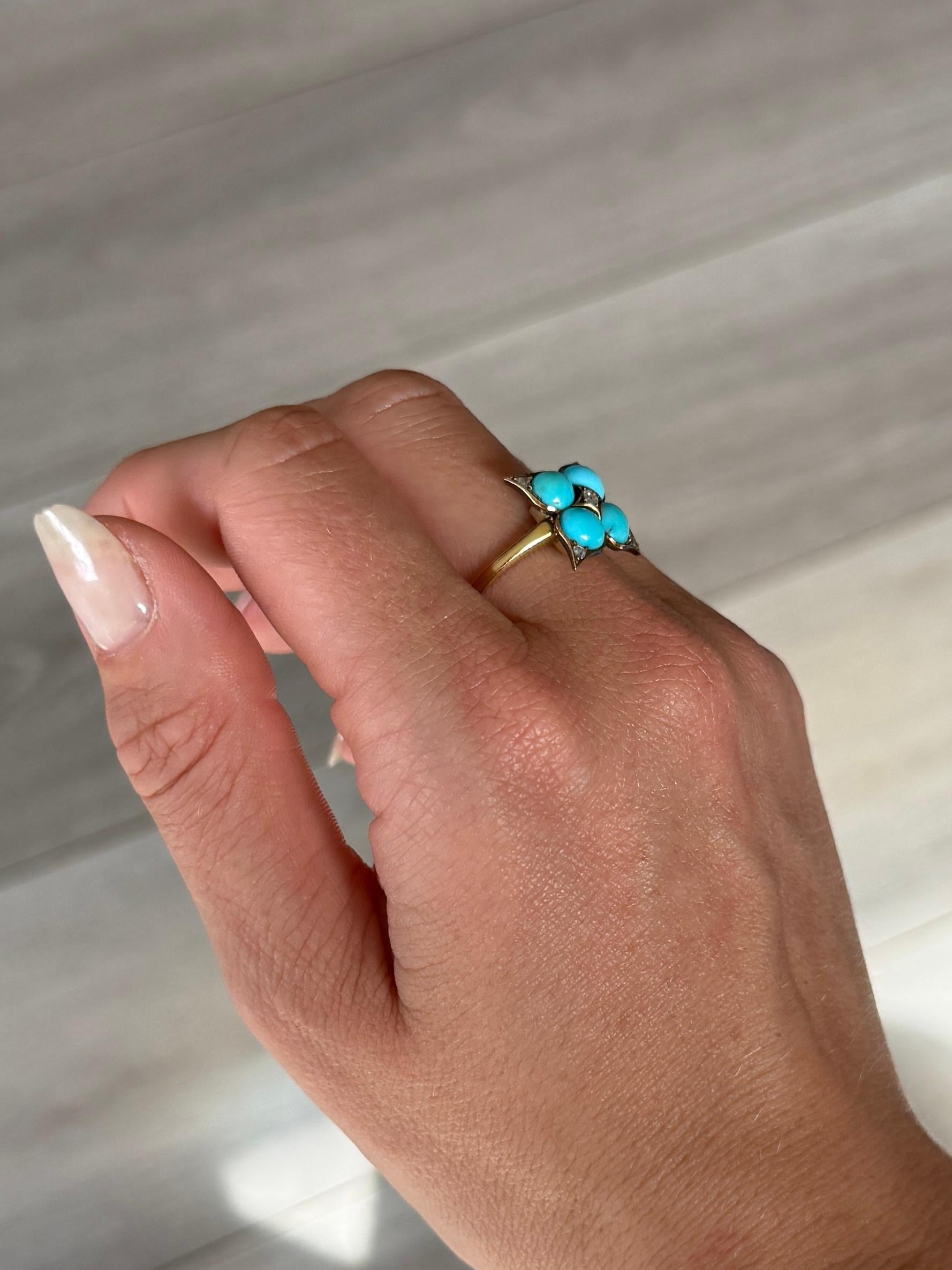 Bague victorienne à panneau en turquoise et or 18 carats Unisexe en vente