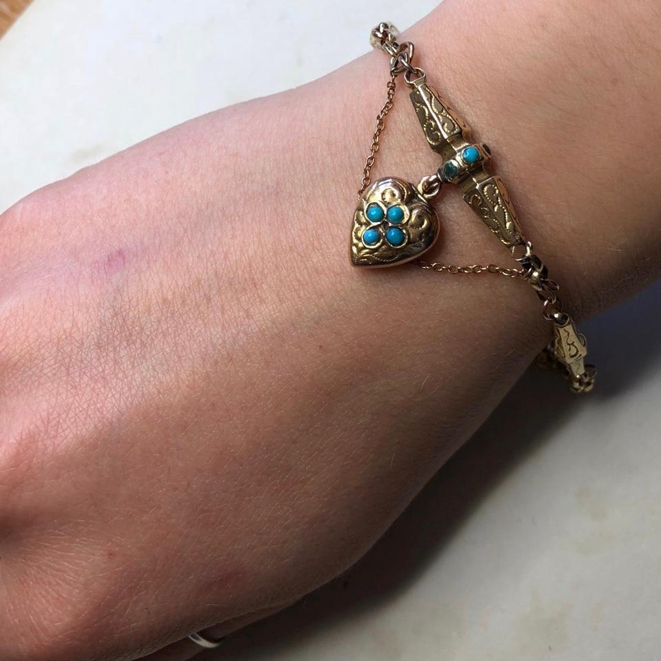 Victorian Turquoise and 9 Carat Gold Bracelet 4