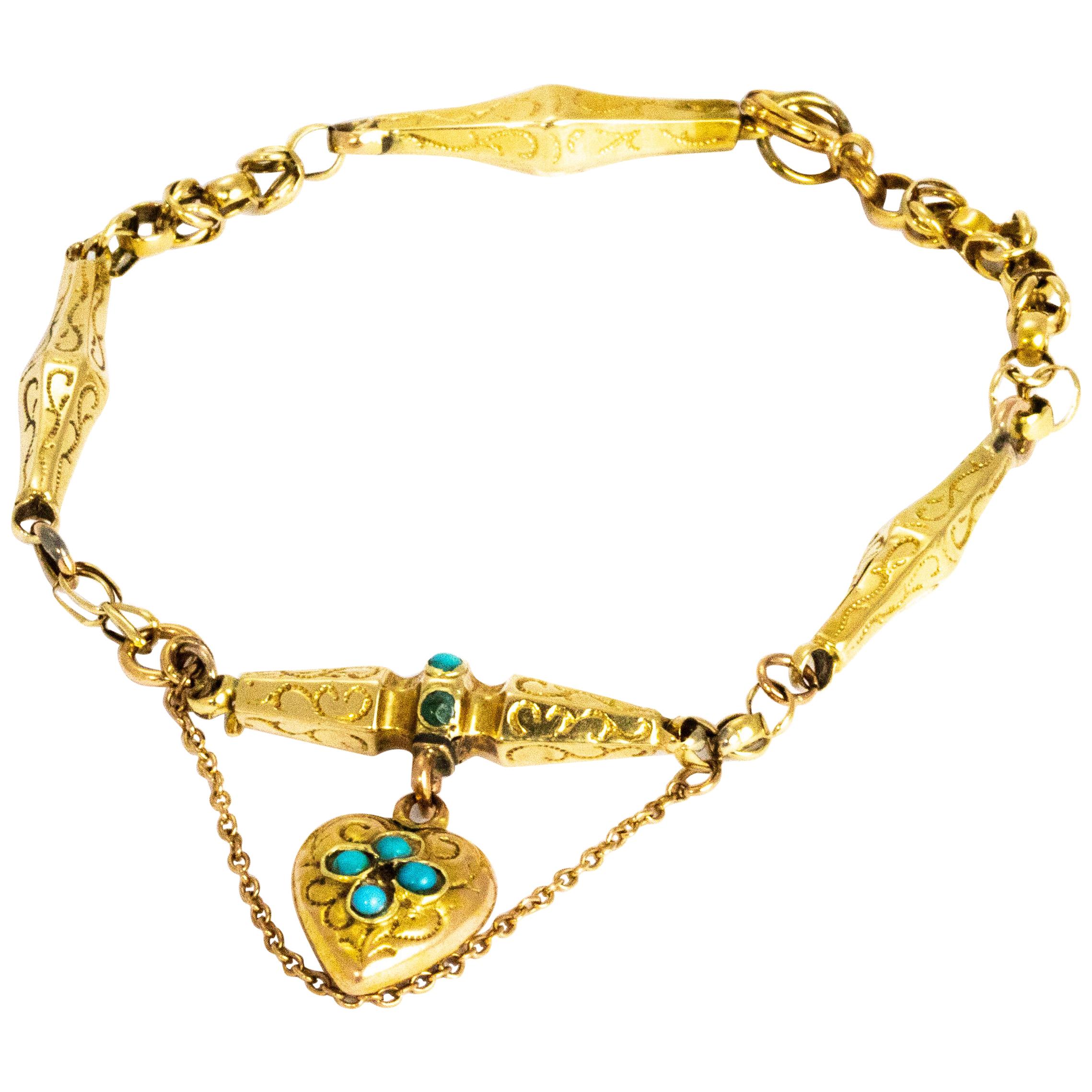 Victorian Turquoise and 9 Carat Gold Bracelet