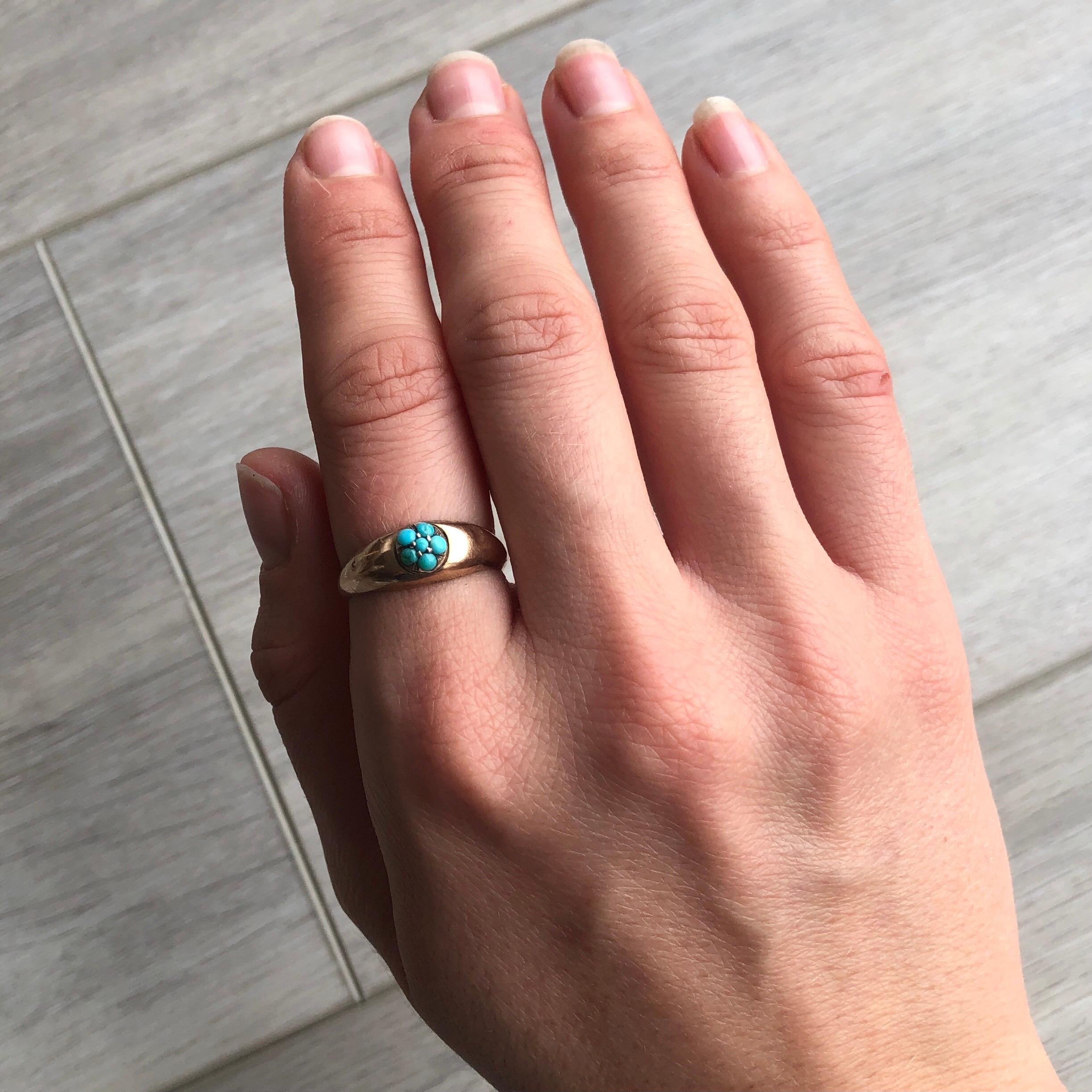 Women's Victorian Turquoise and 9 Carat Gold Cluster Ring