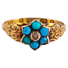 Victorian Turquoise and 9 Carat Gold Ring