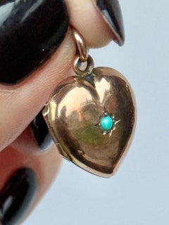 Victorian Turquoise and 9 Carat Rose Gold Heart Locket