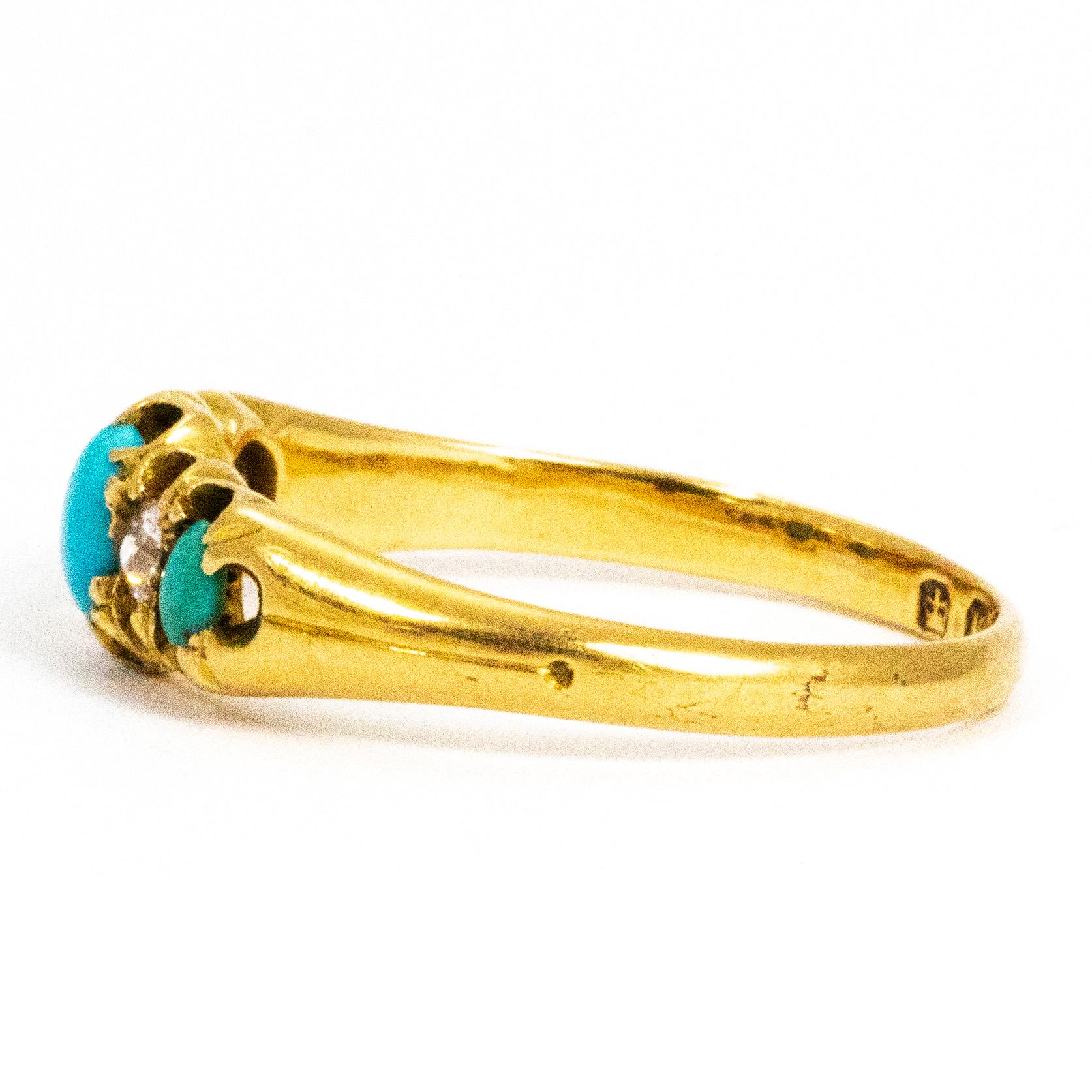 three stone turquoise ring