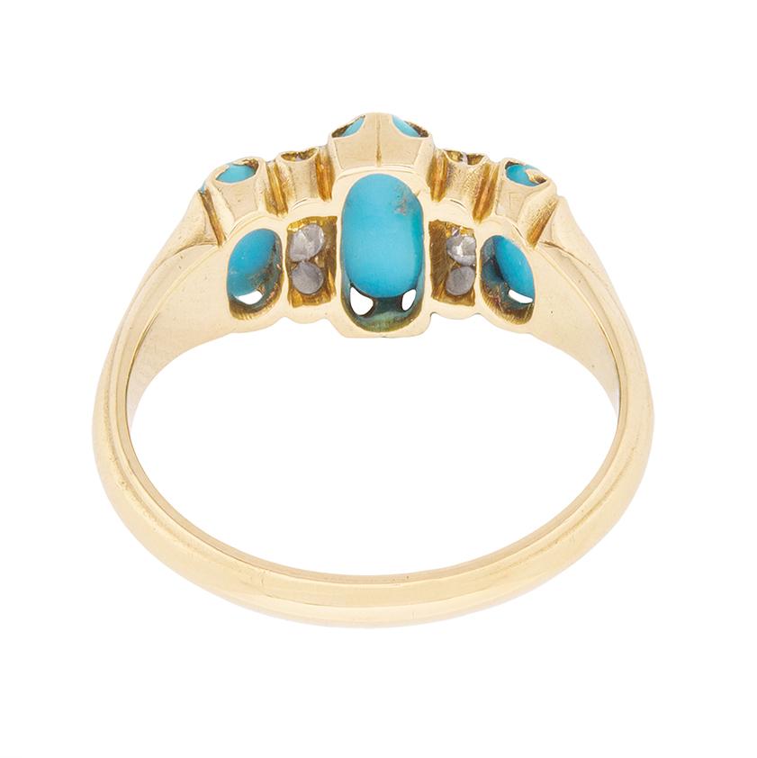Victorian Turquoise and Diamond Cluster Ring, circa 1880s In Good Condition In London, GB