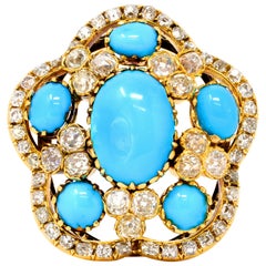 Victorian Turquoise and Diamond Convertible Brooch