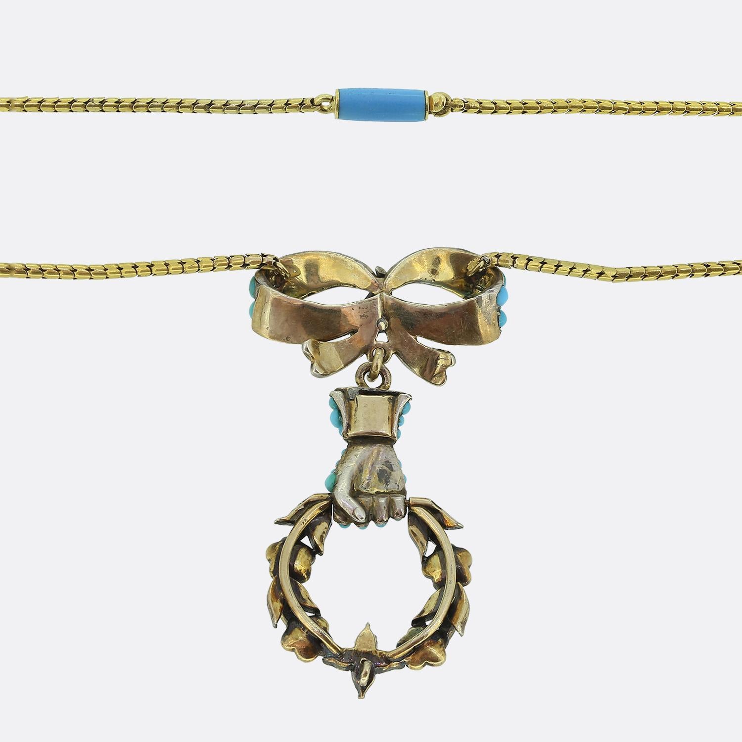 Vittoriano Collana vittoriana in turchese e diamanti per il lutto in vendita