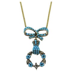 Victorian Turquoise and Diamond Mourning Necklace