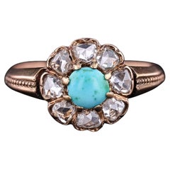 Victorian Turquoise and Diamond Victorian Turquoise and Diamond Ring of 18k Gold