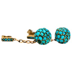 Victorian Turquoise and Gold Orb Earrings