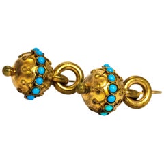 Victorian Turquoise and Pinchbeck Drop Earrings