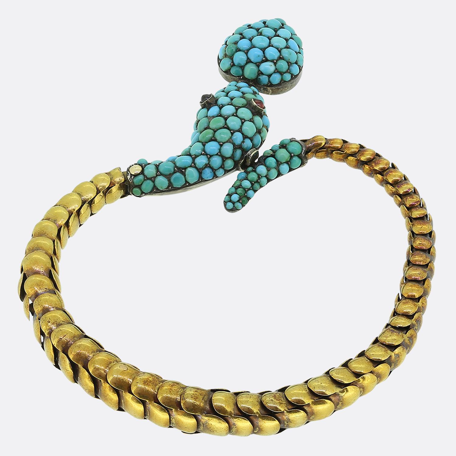 Viktorianisches Türkis- und Rubinschlangen-Armband im Zustand „Gut“ im Angebot in London, GB