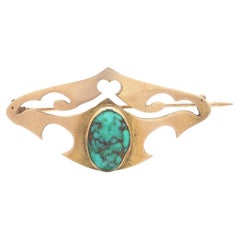 Victorian Turquoise Brooch, 9KT Gold